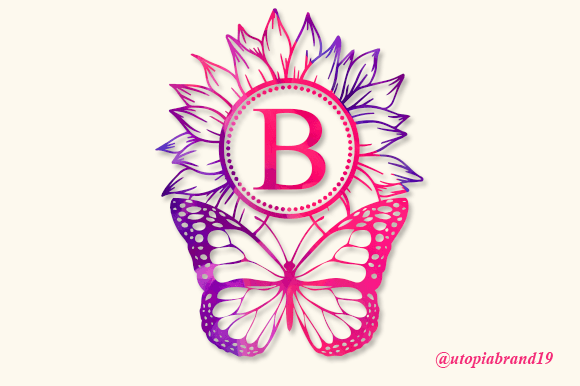 Butterfly Sunflower Monogram: A Decorative Font for Digital Design